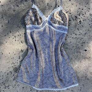 Secret Treasures Satin Leopard Print V-Neck Nightgown with Lace Trim